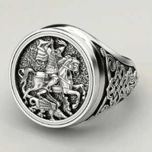 St George Cavalry Dragon Ring - Etsy