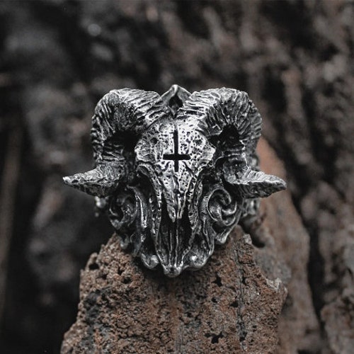 Satanic Ram Skull Ring