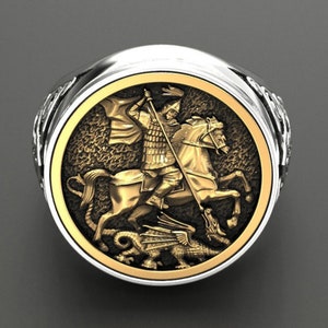 St George Cavalry Dragon Ring - Etsy