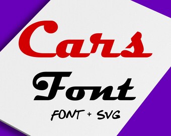 Cars Font | Cars SVG Sports Movie Font, Silhouette, Birthday Party Gift, Unique Clipart Decal - INSTANT DOWNLOAD