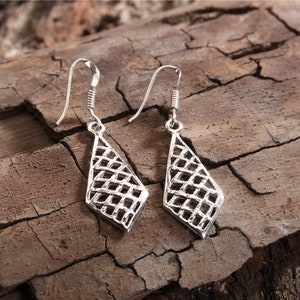 Handmade Silver Lattice Earrings, Drop Earring, Silver earrings, Silver Dangle Earrings, Handmade Silver,Silver Drop Earring- FREE SHIPPING