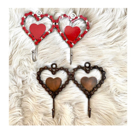 Metal Wall Hooks Heart Shaped Recycled Bicycle Chain Entryway Coat Hooks Wall Hooks Decorative Hook Wall Decor FREE SHIPPING Etsy Canada