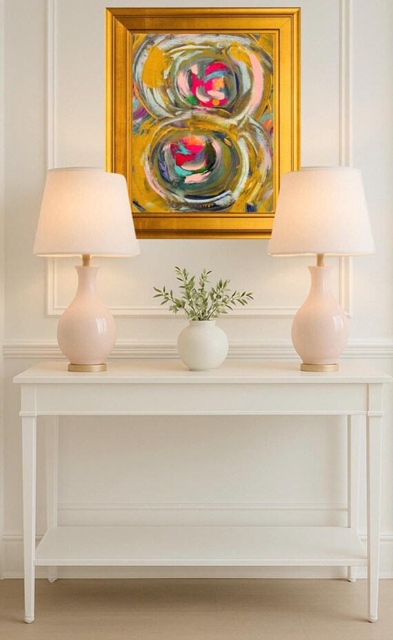 Figure 8 Abstract Fine Art Canvas Paper Gicleè Framed in Exquisite Wide Molding Wooden Gilded Gold Leaf Frame