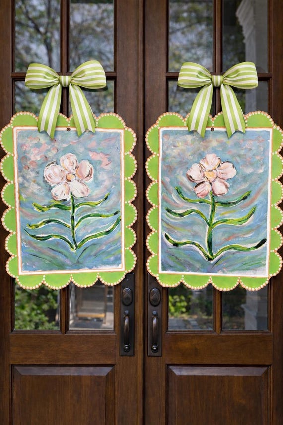 Floral Door Hangers: Scalloped Botanical Pair, PVC Board