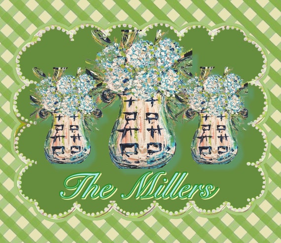 Scalloped Personalized Hydrangeas EXTRA LARGE 24x48 Outdoor Mat