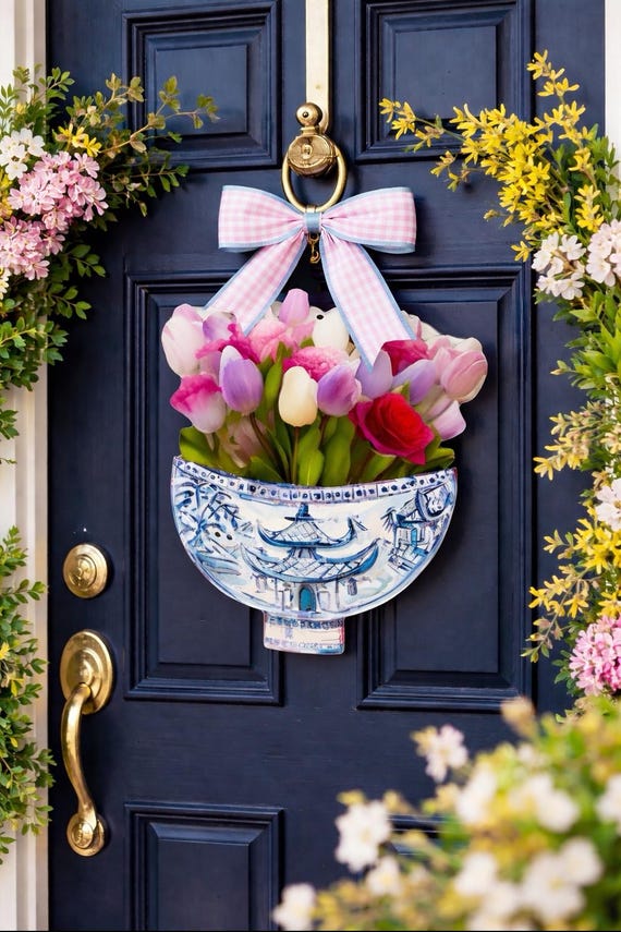LARGE Florals in Ginger Jar Door Hanger