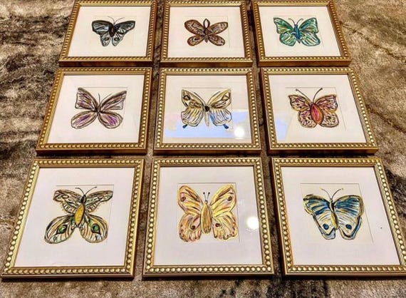 Butterfly Study Art Prints: Iridescent Giclee Gallery Wall Set (these come unframed)