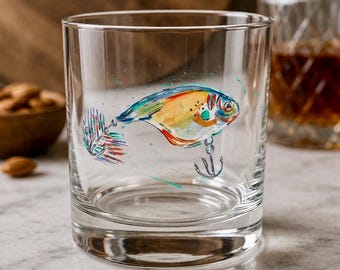 Juego de cuatro vasos con forma de señuelo de pesca