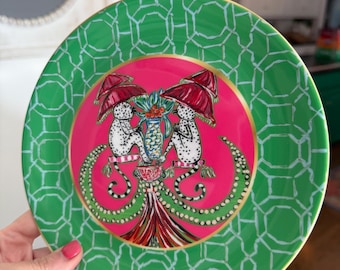 Set of Four 8” Diameter Bone China Designer Decorative Plates (choose from two colorway options as shown)