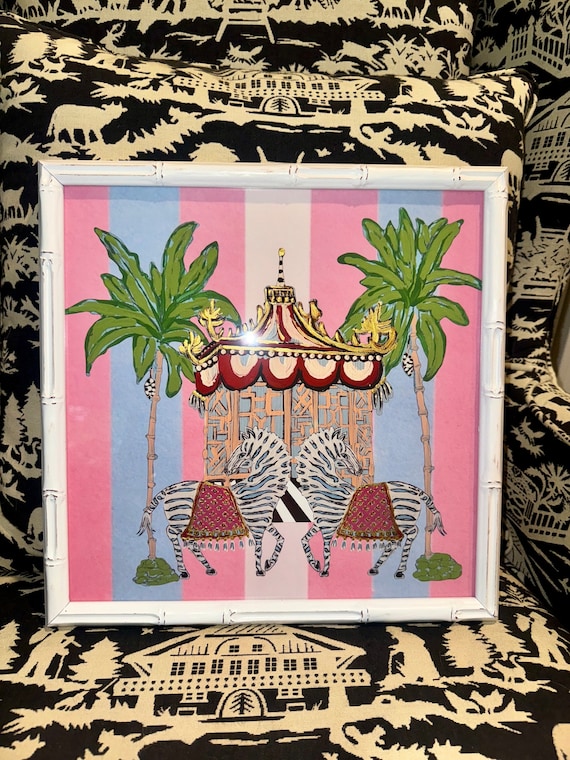 Fine Art Zebra Print Framed in White Bamboo