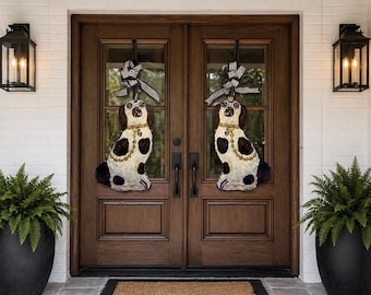 Staffie Dog Door Hangers with Gold Chains - Pair (two colorway options to choose from)