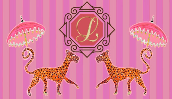 Personalized Cheetah Outdoor Door Mat: Pink Parasols, 24x48