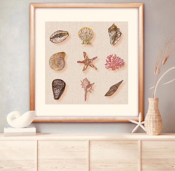 Single LARGE Fine Art Shells Canvas Paper Print (does not come matted/framed)