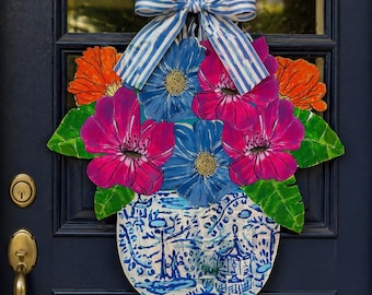 Colgante de puerta grande de diseño con pensamientos en un tarro de jengibre (NO incluye lazo)