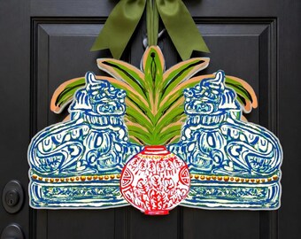 LARGE Designer ‘Foo Statue X 2’ Door Hanger (does NOT come with bow)