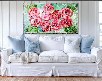 LARGE Rolled Canvas Paper Print of Abstract Stippled Florals