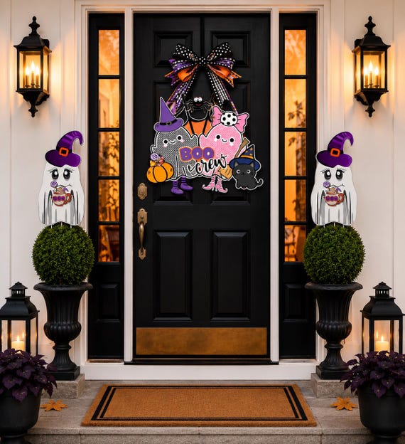 LARGE SPOOKtacular Boo Crew Halloween Door Hanger