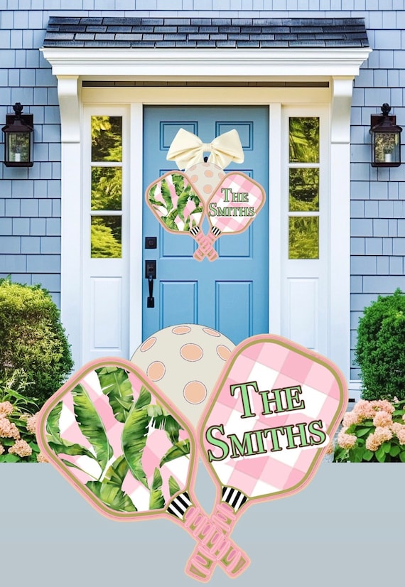 LARGE Personalized Door Hanger West Palm Pickleball  (does not come with ivory bow)