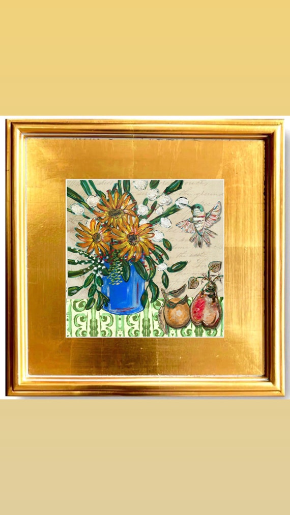 Chinois Kitchen Nook Art Print: Gilded Gold Leaf Frame, Signed