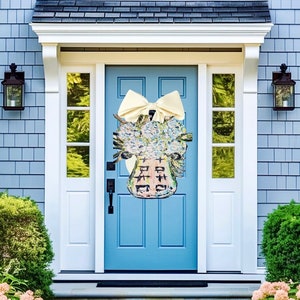 LARGE Door Hanger Hydrangeas in Ginger Jar