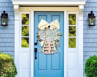 LARGE Door Hanger Hydrangeas in Ginger Jar