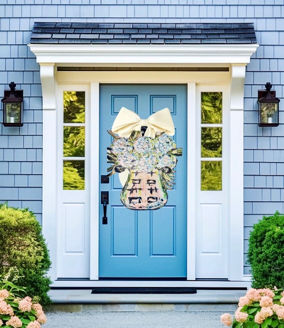 LARGE Door Hanger Hydrangeas in Ginger Jar