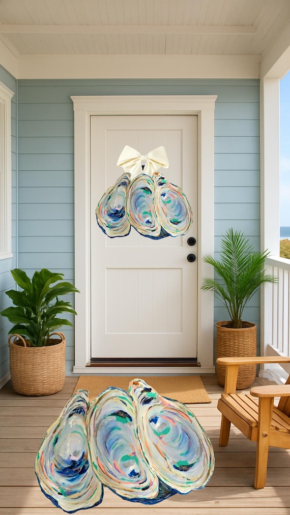 LARGE Door Hanger Vibrant Oysters (does not come with ivory bow)