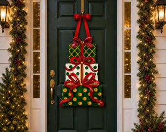 LARGE Merry Merry Door Hanger Tiered Presents for Christmas