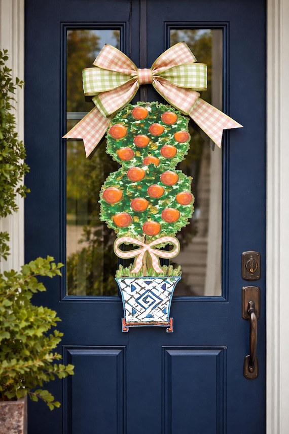 LARGE Door Hanger Citron Topiary (does NOT come with bow)