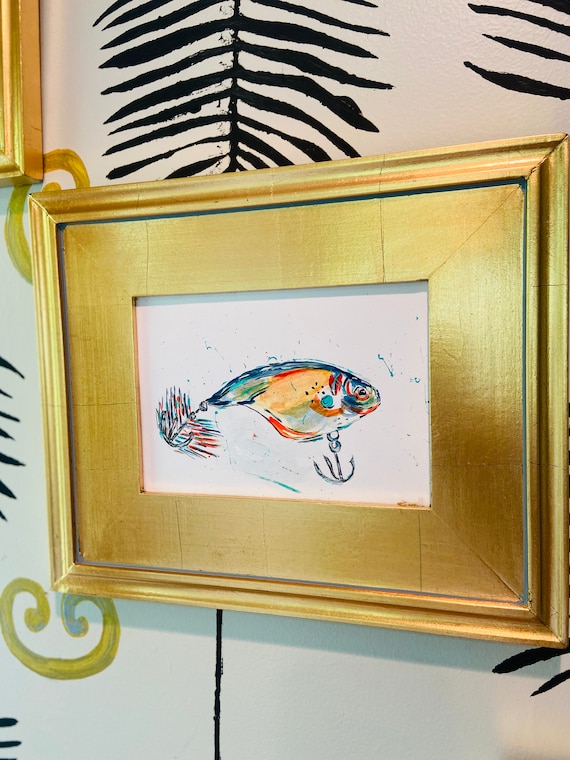 Set of Three Framed Fishing Lure Prints