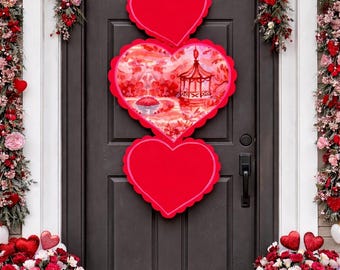 LARGE Chinoiserie Three-Tiered Hearts Door Hanger (comes with door hanger only; no bow)