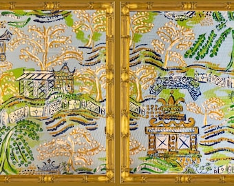 Chinoiserie Pagoda Landscape Prints: Set of 2 (COMES UNFRAMED as prints only)