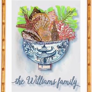 Large 17x21 Framed Coastal Shell Personalized Canvas Paper Print