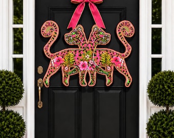 LARGE Designer Posh Palm Pink Panther Door Hanger (does NOT come with bow)