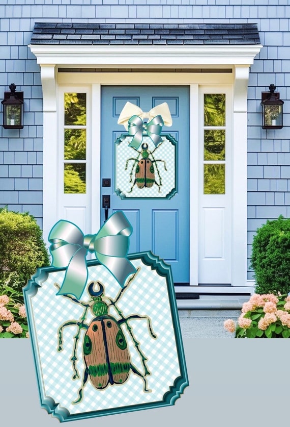 LARGE Beetle on Striped Background Door Hanger