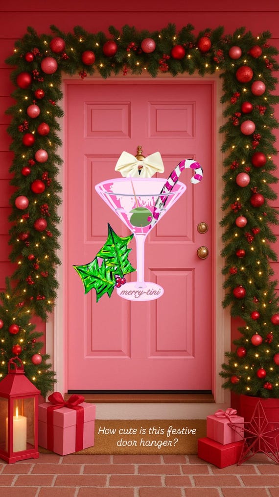 LARGE Merry-Tini Festive Door Hanger (does not come with ivory bow)