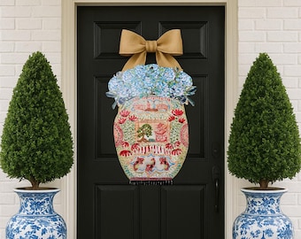 LARGE ChiChi Vase Hydrangeas Door Hanger (does not come with ivory bow)