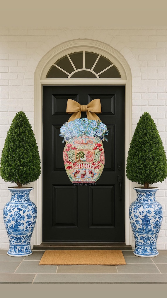 LARGE ChiChi Vase Hydrangeas Door Hanger (does not come with ivory bow)
