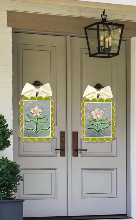 Floral Door Hangers: Scalloped Botanical Pair, PVC Board