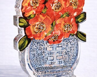 SINGLE Designer Thick Acrylic Ginger Jar Floral Cut Outs (choose one from four designs as shown)