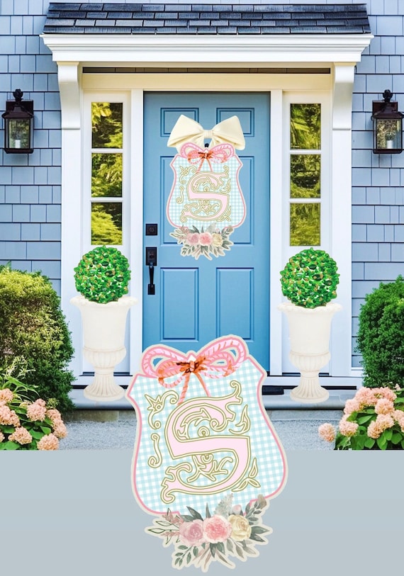 LARGE Door Hanger Monogrammed Family Crest