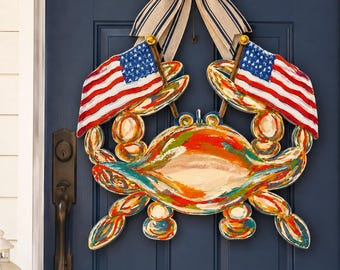 LARGE AMERICANA Crab Door Hanger (does NOT come with bow)