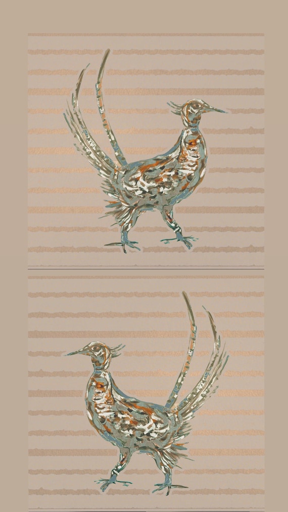 Pheasant Art Prints: Pair of Giclee Canvas Paper Prints (10x10)