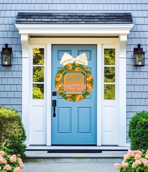 LARGE Door Hanger Fall Hello Pumpkin