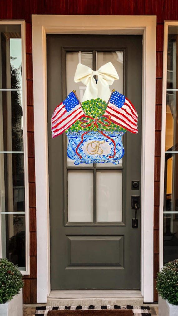 LARGE Door Hanger Americana Topiary (does not come with bow)