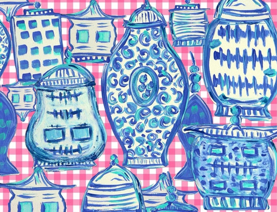 Oversized Ginger Jar Door Mat: Colorful Entryway Rug (24x48)