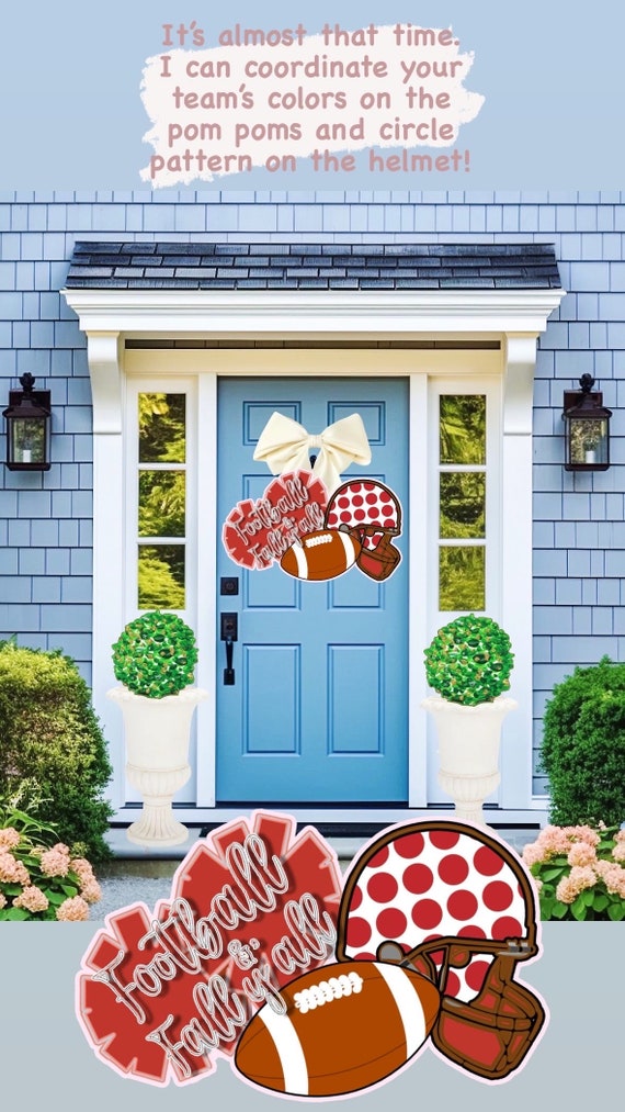 LARGE Door Hanger Fall Football and Helmet