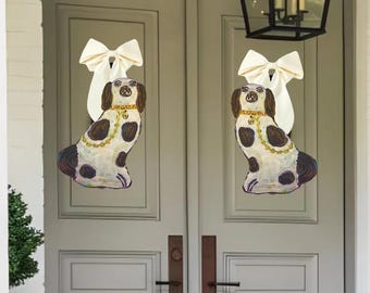 Colgadores de puerta para perros Staffordshire Terrier con cadenas doradas (par)