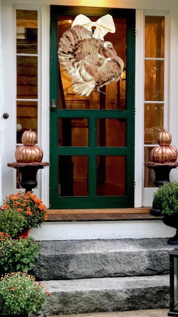 LARGE Door Hanger Fall Turkey Earth Tones (does not come with ivory bow)