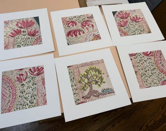 Láminas artísticas de paisajes chinos: juego de seis lienzos con paspartú Giclée (12 x 12)… sin marco